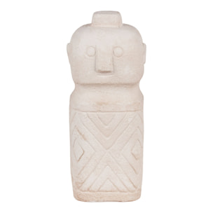 Statuetta decorativa in cemento beige con motivo tribale 6,5x15 cm