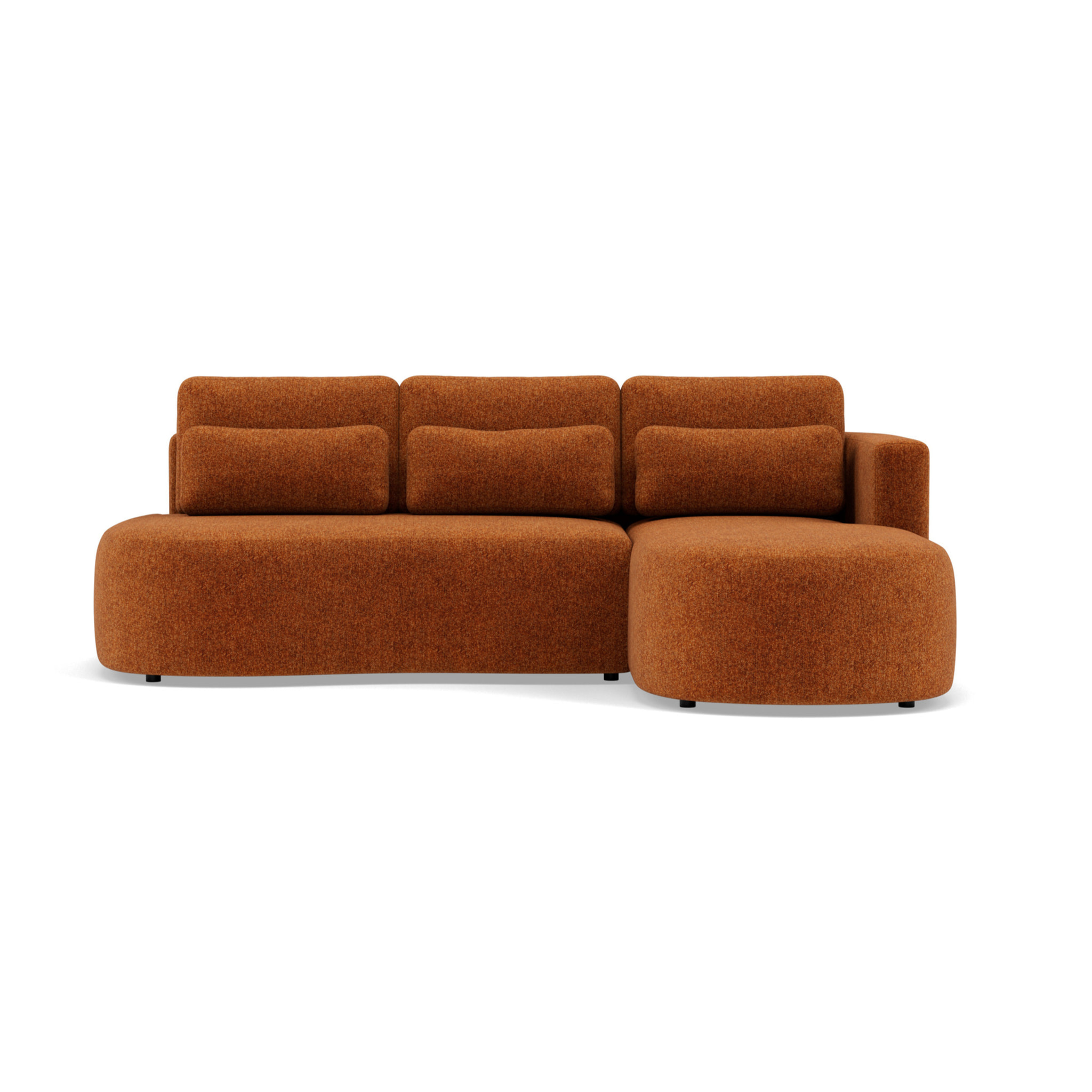 Mahina - canapé d'angle droit 4 places convertible avec coffre en tissu texturé - Terracotta