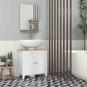 Mueble para Debajo del Lavabo Armario Lavabo con Pie Armario Bajo con 2 Puertas y Estante Ajustable Estilo Moderno 60x30x60 cm Blanco