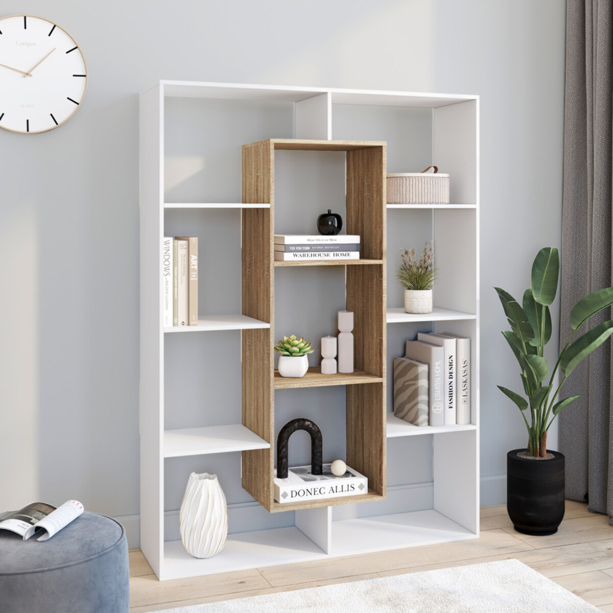 Etagère bibliothèque Paulette bois et blanc