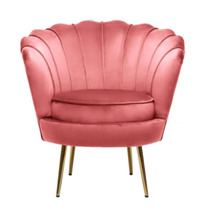 Fauteuil velours "Floria" - 70 x 73 x 76 cm - Rose