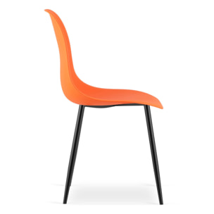 Set di 2 sedie moderne WAT arancioni con gambe nere