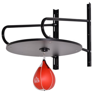 Punching ball poire de vitesse boxe avec support plateau tournant + pompe MDF acier revêtement synthétique rouge noir