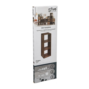 Étagère colonne 3 cases indus "Mix N' Modul" effet bois foncé
