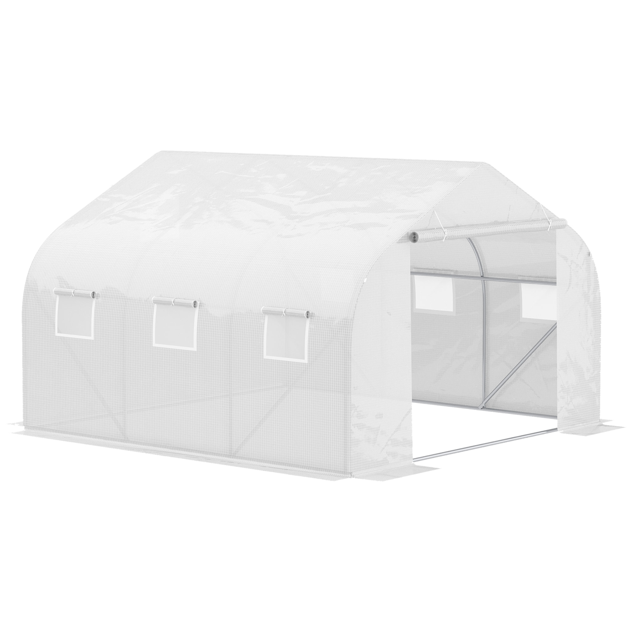 Serre tunnel de jardin 3,5 x 3 x 2 m grande taille 6 fenêtres blanc