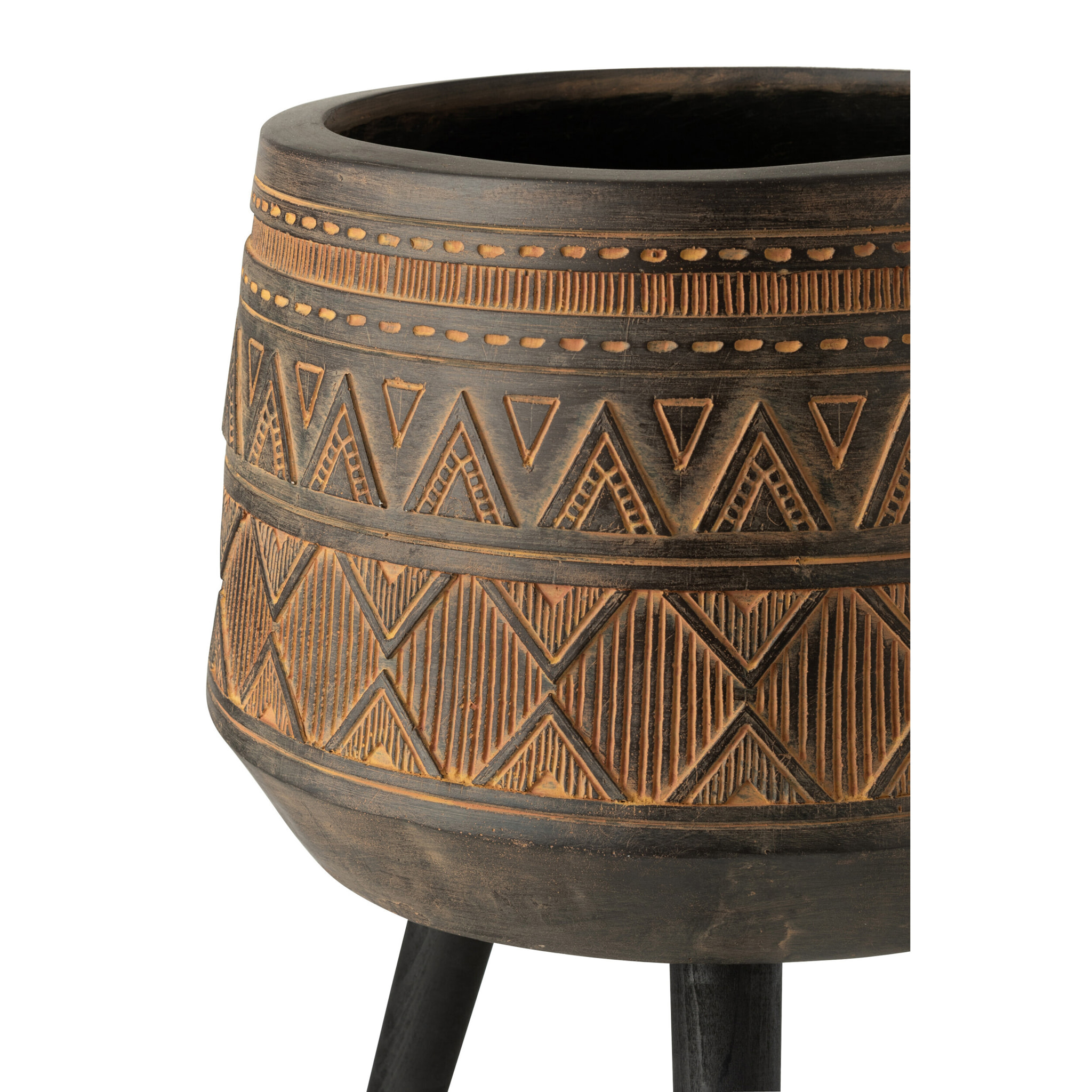 J-Line cache-pot 3 Pieds Ethnique - magnesium - brun/beige - Ø 43 cm