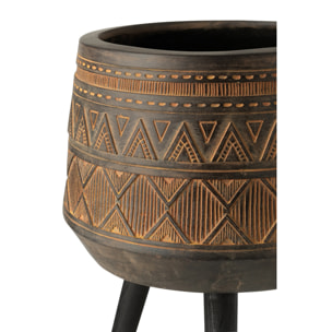 J-Line cache-pot 3 Pieds Ethnique - magnesium - brun/beige - Ø 43 cm