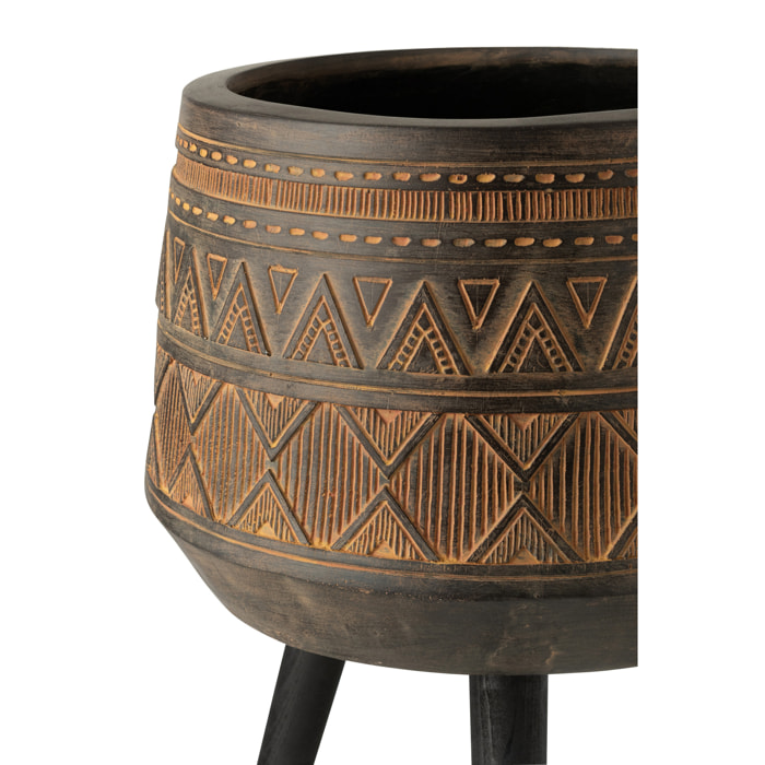 J-Line cache-pot 3 Pieds Ethnique - magnesium - brun/beige - Ø 43 cm
