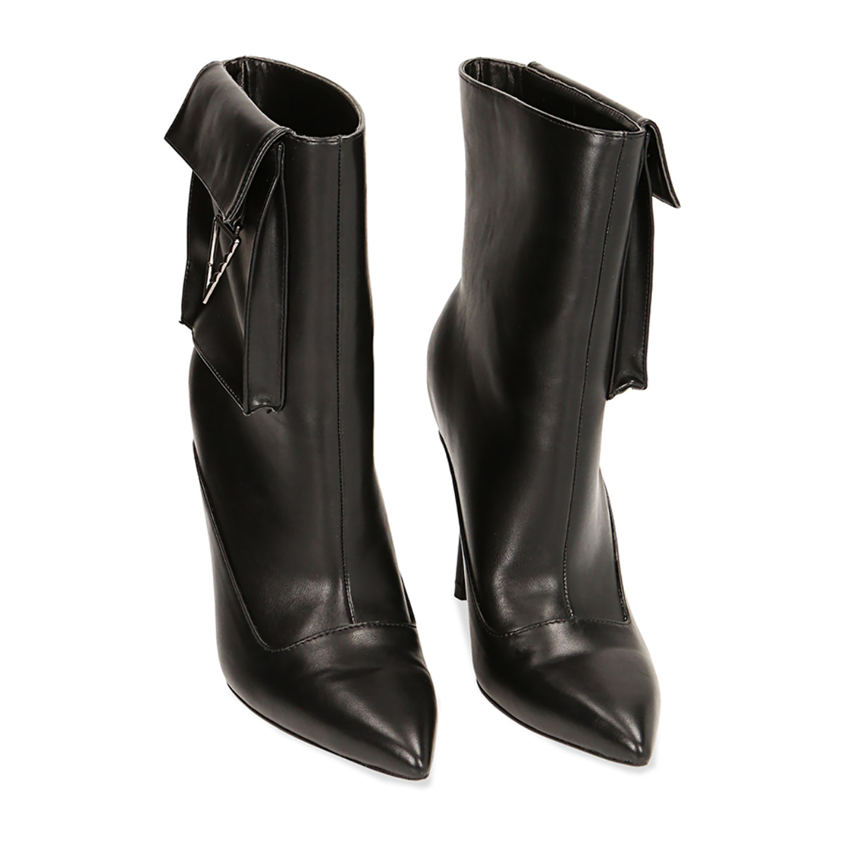 Botines cargo negros de tobillo, tacón de 10,5 cm