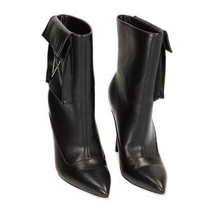 Botines cargo negros de tobillo, tacón de 10,5 cm