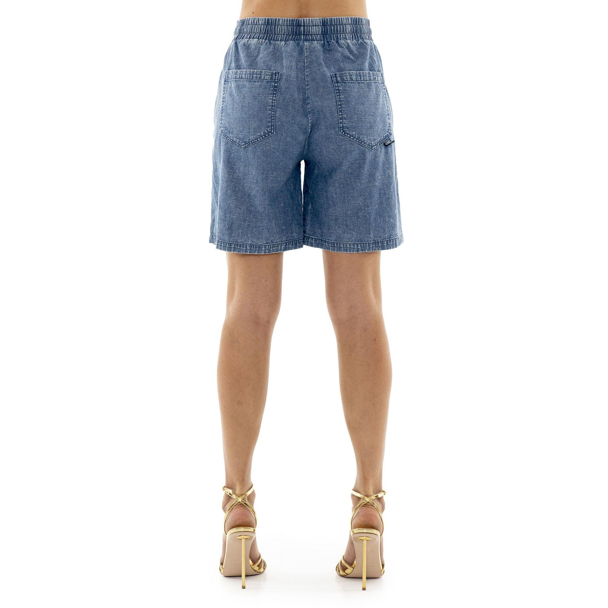 Shorts vaqueros de cambray Leone Fancy Stripes para mujer