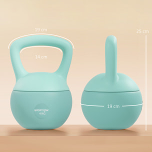 Pesa Rusa 4 kg, Soft Kettlebell Relleno de Arena Metálica y Mango Antideslizante, para Entrenamiento Culturismo en Casa, Gimnasio, Verde