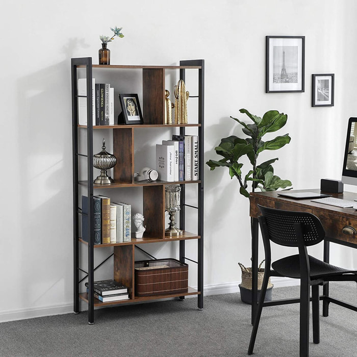 Libreria loft industriale in metallo e legno rustico