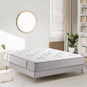 Ensemble CHALLENGE matelas H24 ressort ensachés, très ferme, sommier