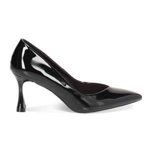 Décolleté donna nere in vernice, tacco 8 cm