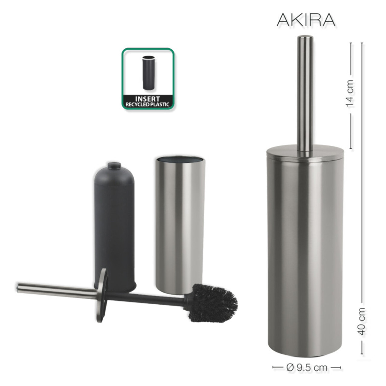 Set Poubelle à  pédale 5L & Brosse Wc AKIRA Inox Brossé Spirella