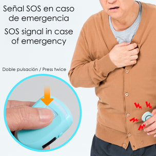 Alarma SOS personal con LED brillante y sonido de 130 dB. Batería recargable y activación rápida por tirón de anilla.