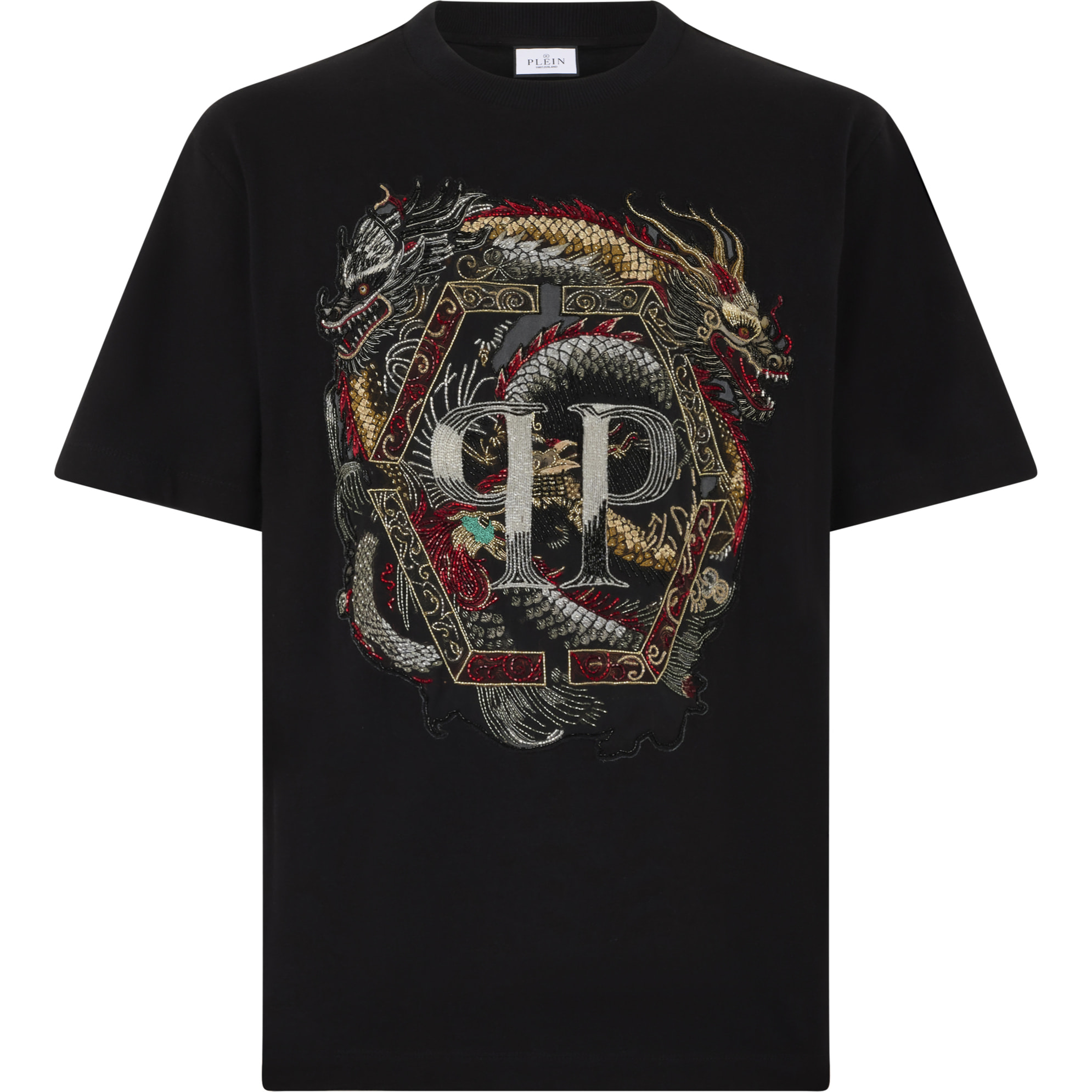 PHILIPP PLEIN Round Neck T-Shirt Dragon