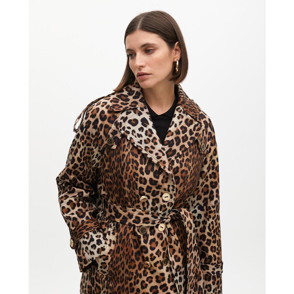 Trench corto animalier con cintura