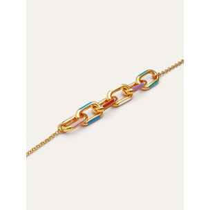 Collar Link Rainbow Enamel Baño Oro