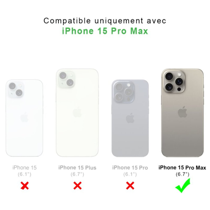 Coque iPhone 15 Pro Max Antichoc Silicone bords renforcés + 2 Vitres en verre trempé Protection écran