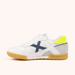 Zapatilla de Moda Clásica Blanca con Detalles Amarillo Flúor MUNICH CONTINENTAL PREMIUM 14