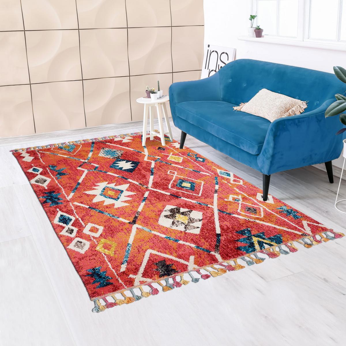 Tapis GIba rouge motif traditionnel berbère