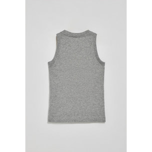 Camiseta básica gris vigoré sin mangas y cuello redondo con logo bordado Rigby Go
