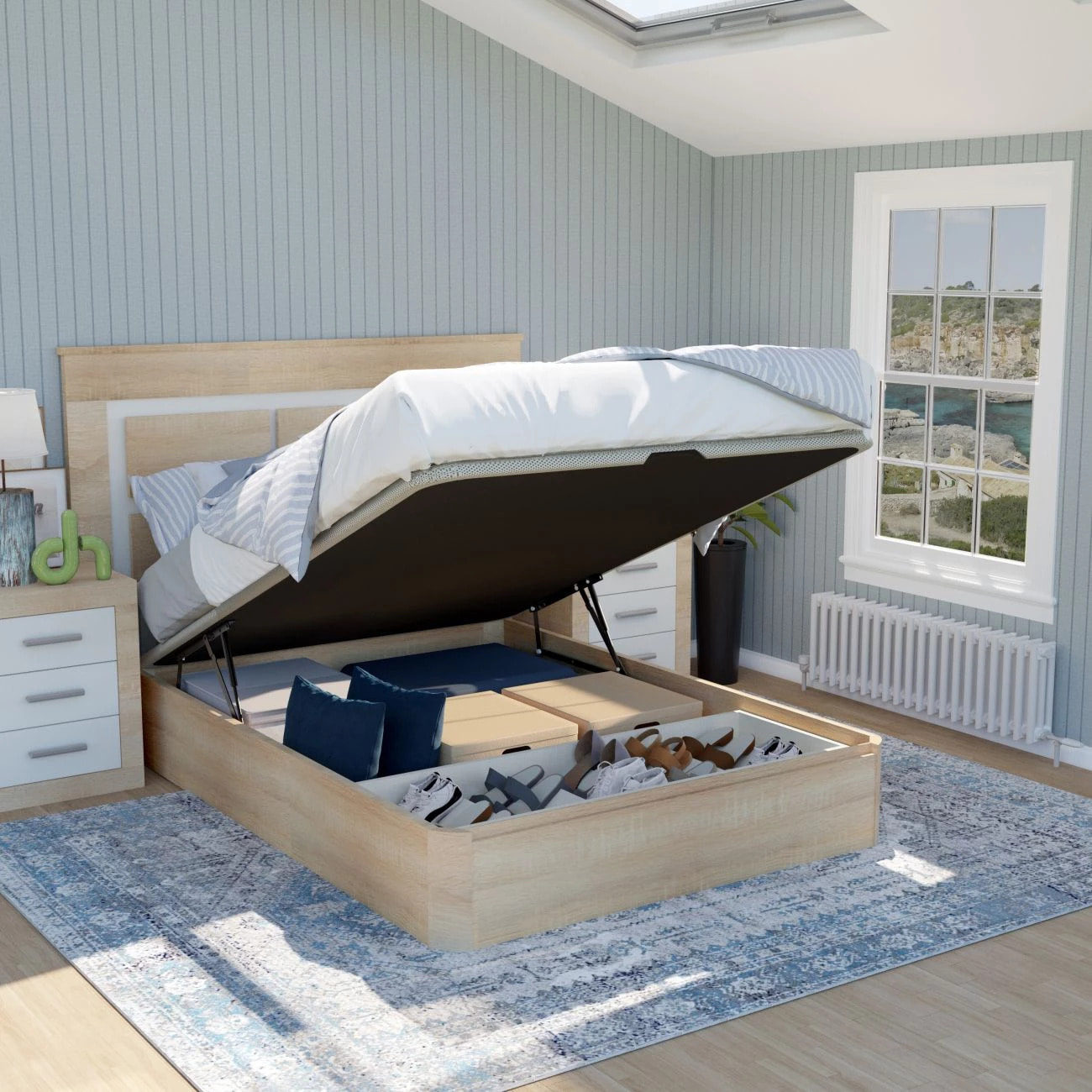 Canapé con zapatero 135x190 cm en roble Luxury Plus 3D Roble