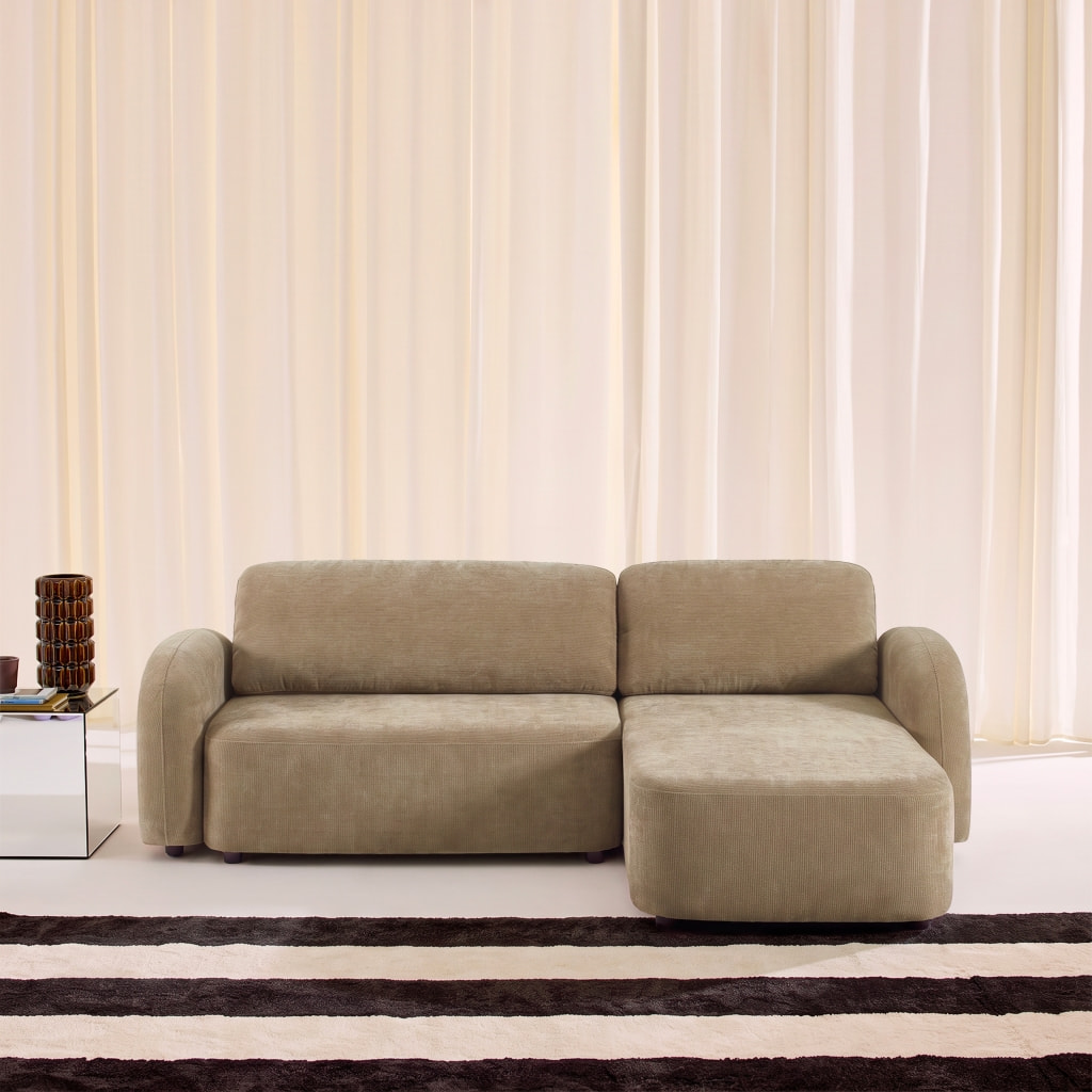 Canapé d'angle réversible convertible 3 places tissu avec coffre NOUMA