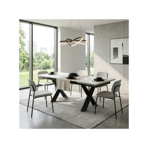 Table à manger extensible 200/300cm céramique blanc effet marbré - NYLA