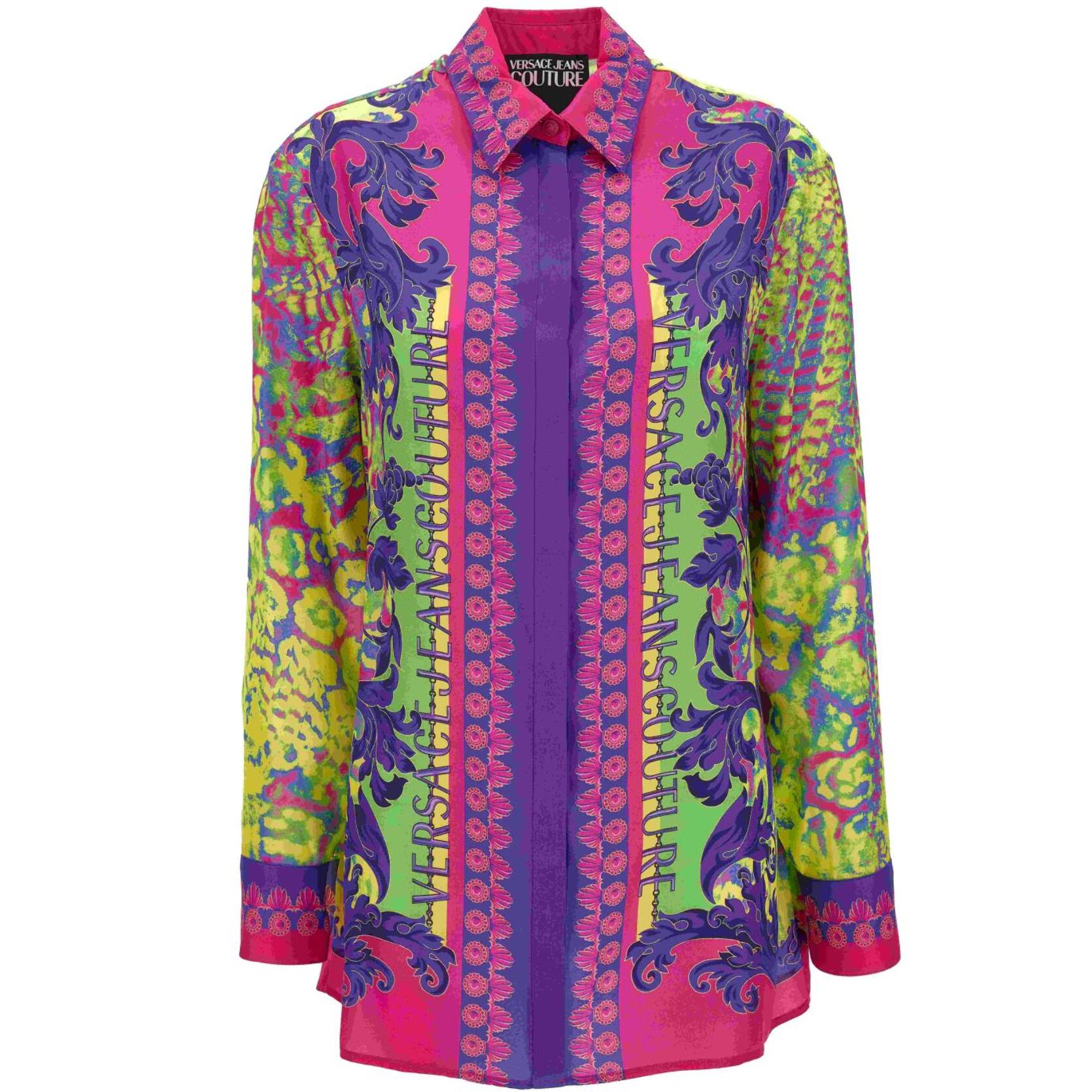 Versace Jeans Couture camicia da donna multicolor con stampa animalier barocca