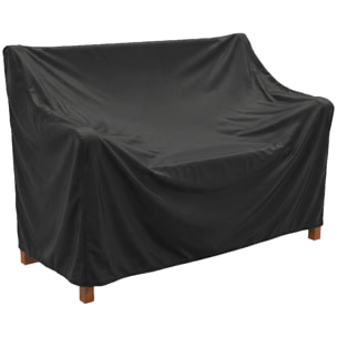 Banco de Jardín de Madera, Banco de Exterior de 2 Plazas con Funda Impermeable, Respaldo Ergonómico, Reposabrazos, Carga 240 kg, para Patio, Terraza, 125x62x90 cm, Marrón Claro