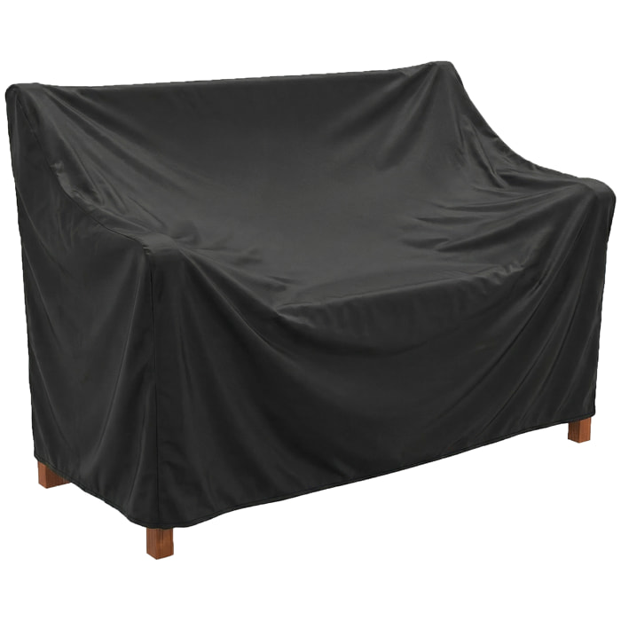 Banco de Jardín de Madera, Banco de Exterior de 2 Plazas con Funda Impermeable, Respaldo Ergonómico, Reposabrazos, Carga 240 kg, para Patio, Terraza, 125x62x90 cm, Marrón Claro