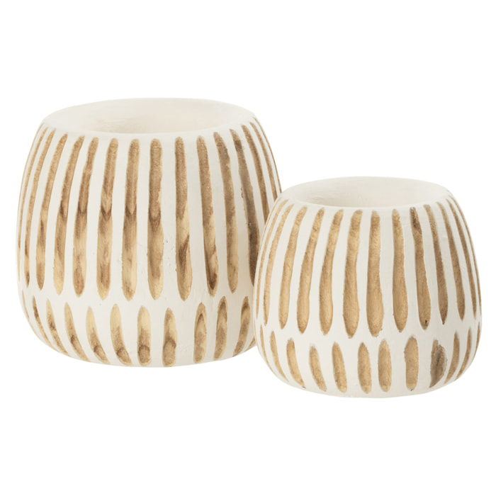 J-Line cache-pot Ying - bois - blanc - medium - Ø 20 cm