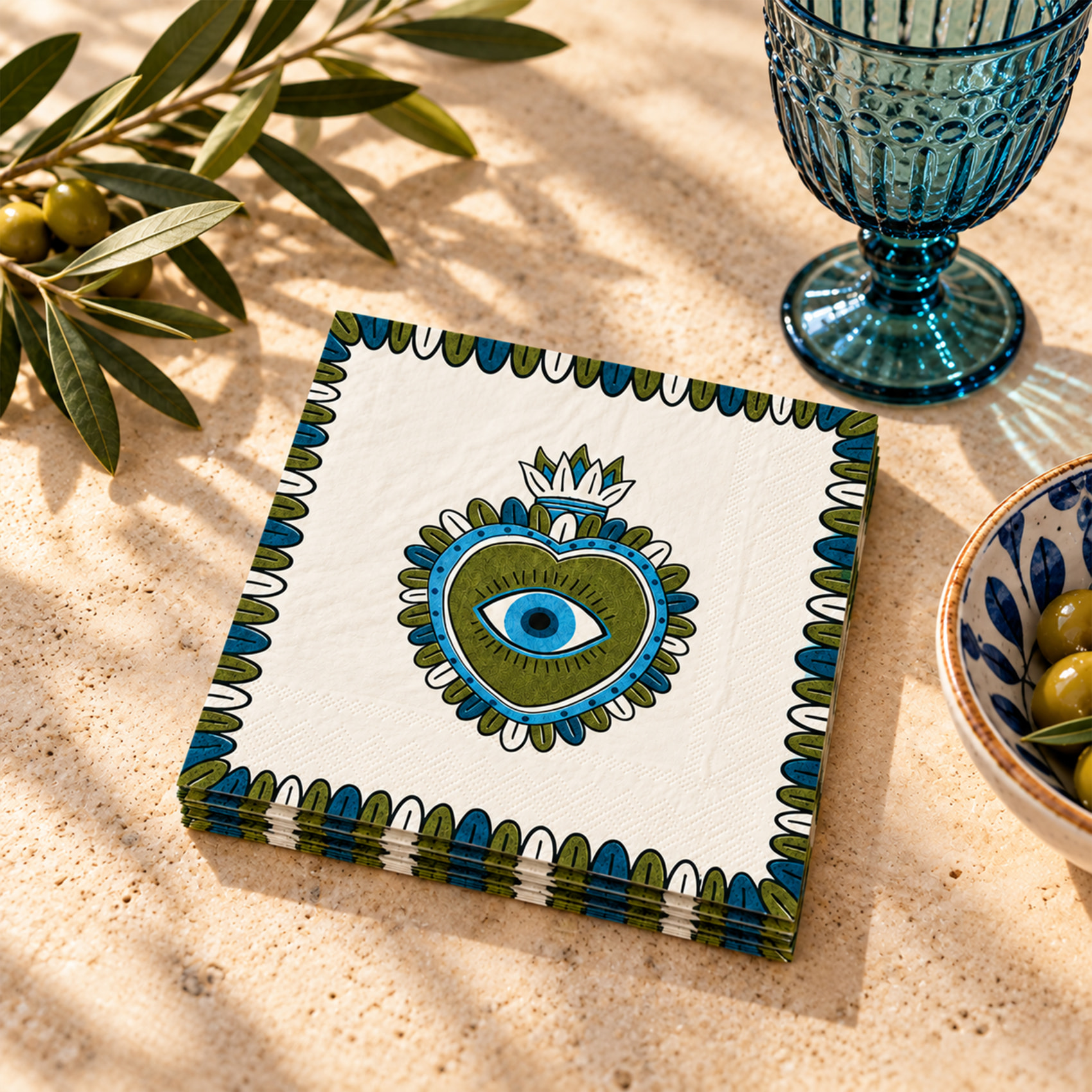 Lot de 20 serviettes en papier motif ex-voto - Vert