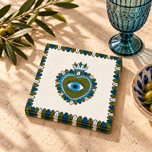 Lot de 20 serviettes en papier motif ex-voto - Vert