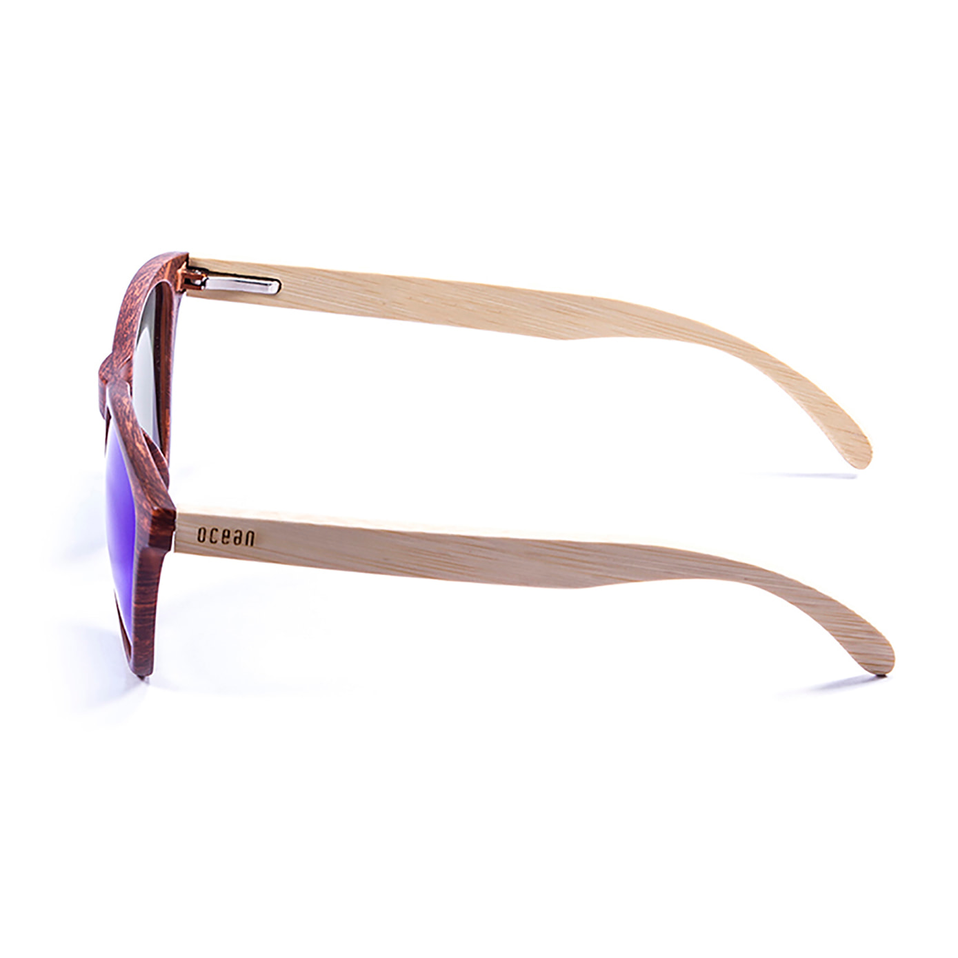 Gafas de sol OCEAN SEA WOOD - De brazo natural de bambú con frente marrón / Revo azul