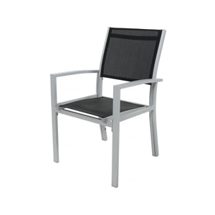Table extensible et chaises de jardin en aluminium "Lagos" - 200/320 x 105 x 76 cm - 10 chaises - Noir
