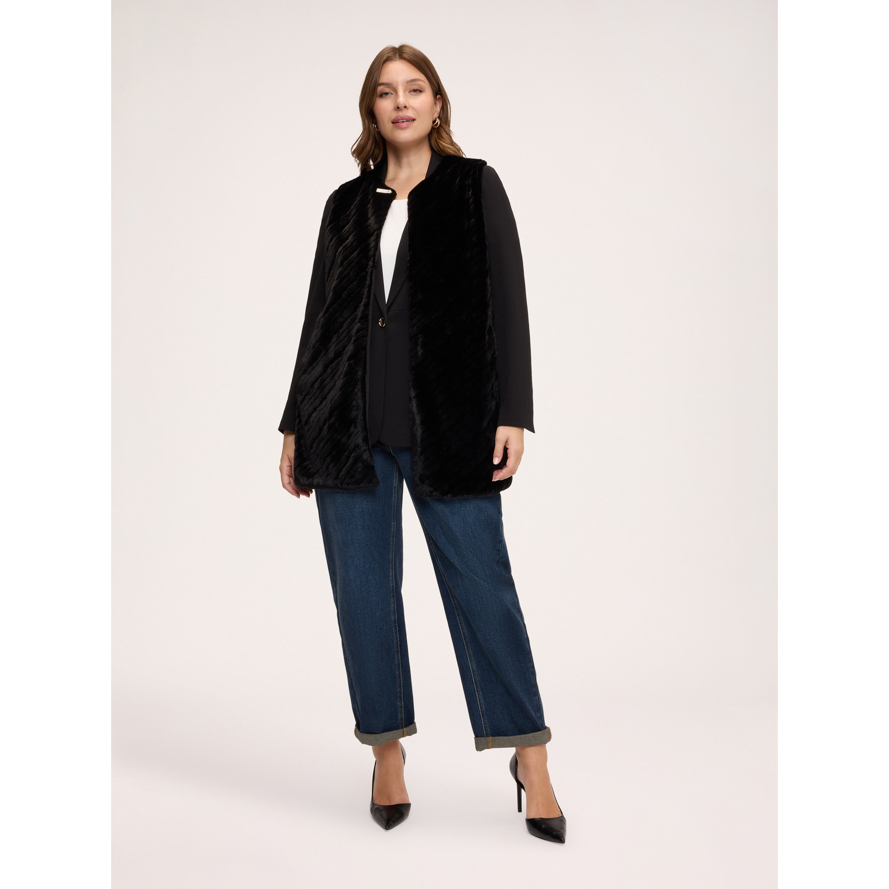 Fiorella Rubino - Gilet lungo in peluches - Nero