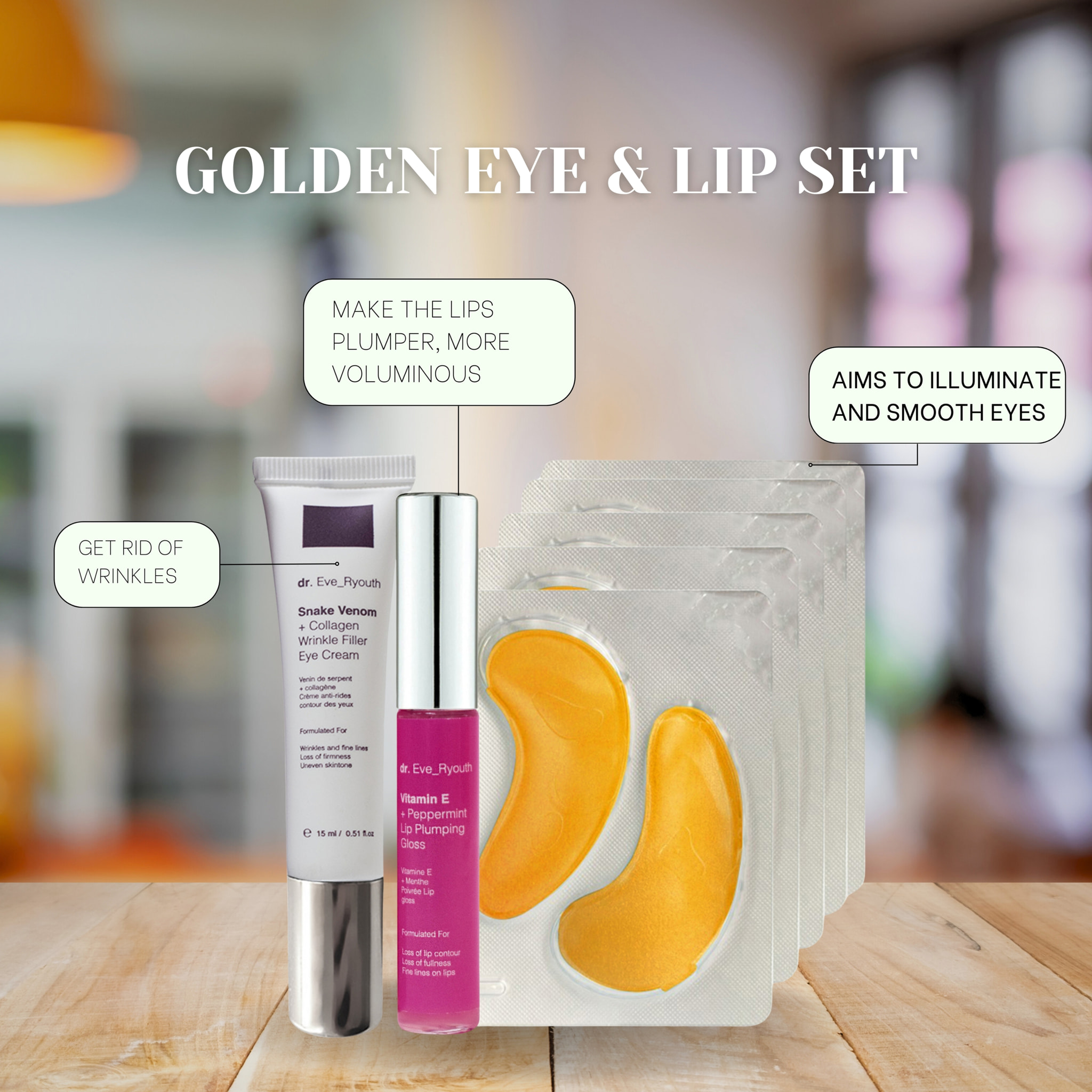 Juego de ojos de oro de 24 quilates