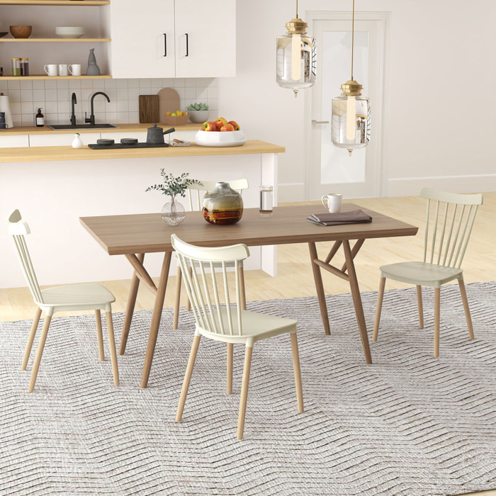 Juego de 4 Sillas de Comedor Estilo Nórdico Sillas de Cocina con Respaldo Alto Asiento de Polipropileno y Patas de Madera de Haya Carga 120 kg 48x52,5x83 cm Natural