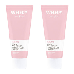WELEDA - Duo Nettoyant lacté douceur Sensitive - Nettoie en douceur -  Vegan* -  Certifié Natrue** - Tube 75 ml  x 2
