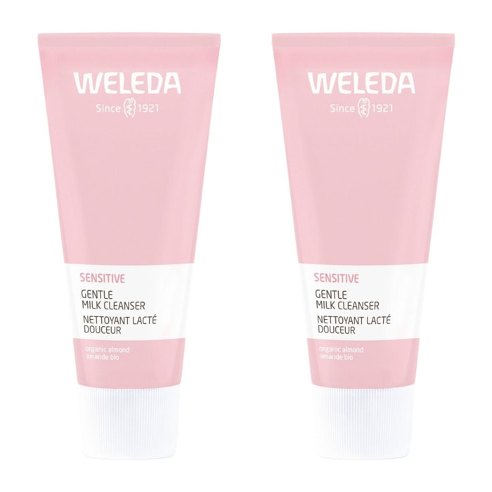 WELEDA - Duo Nettoyant lacté douceur Sensitive - Nettoie en douceur -  Vegan* -  Certifié Natrue** - Tube 75 ml  x 2
