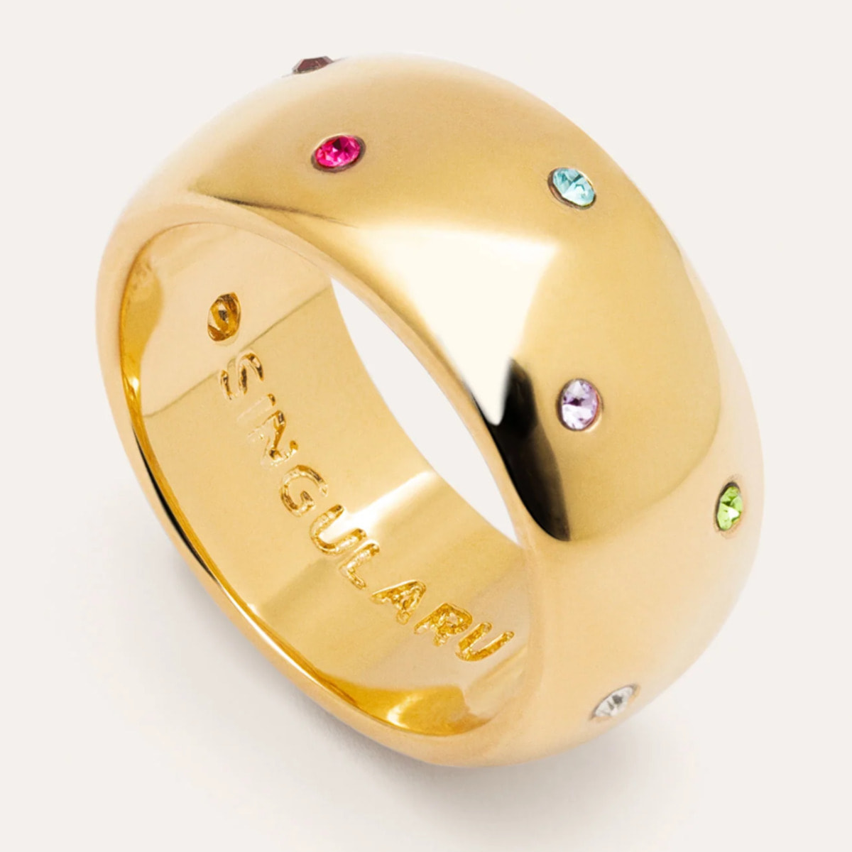 Anillo Curve Rainbow Baño Oro
