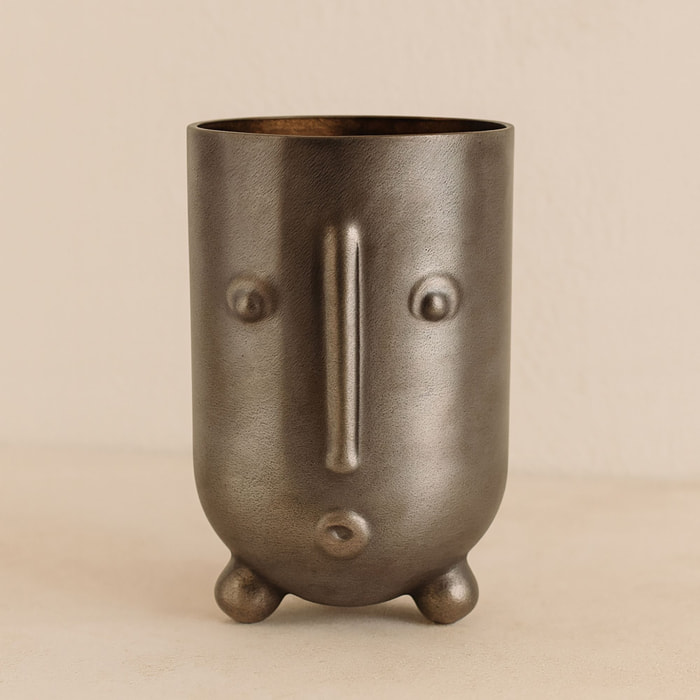 Vase en forme de visage en verre soufflé h24cm OLAV