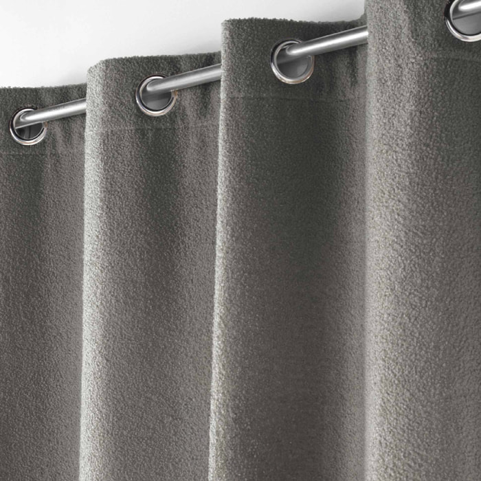 Rideau bouclette à oeillets - Gris