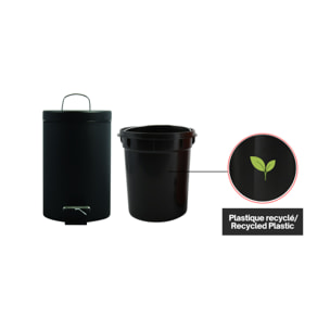 Poubelle à pédale Inox 3L Noir MSV