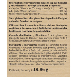 NUTRIEXPERT - Ail Olivier Aubépine - Aide à maîtriser le taux de cholestérol - Contribue à la santé cardiovasculaire - Maintient l'équilibre de la pression artérielle - Cure 30 jours