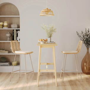 Lot de 2 chaises pour îlot central 66 cm en rotin naturel - Tamara